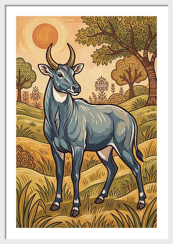 Nilgai In Vibrant Landscape