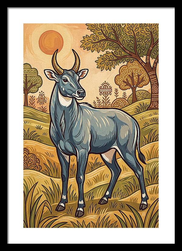 Nilgai In Vibrant Landscape
