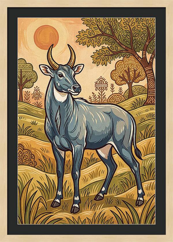 Nilgai In Vibrant Landscape