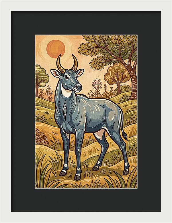 Nilgai In Vibrant Landscape
