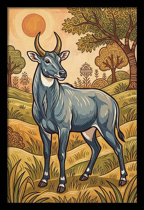 Nilgai In Vibrant Landscape