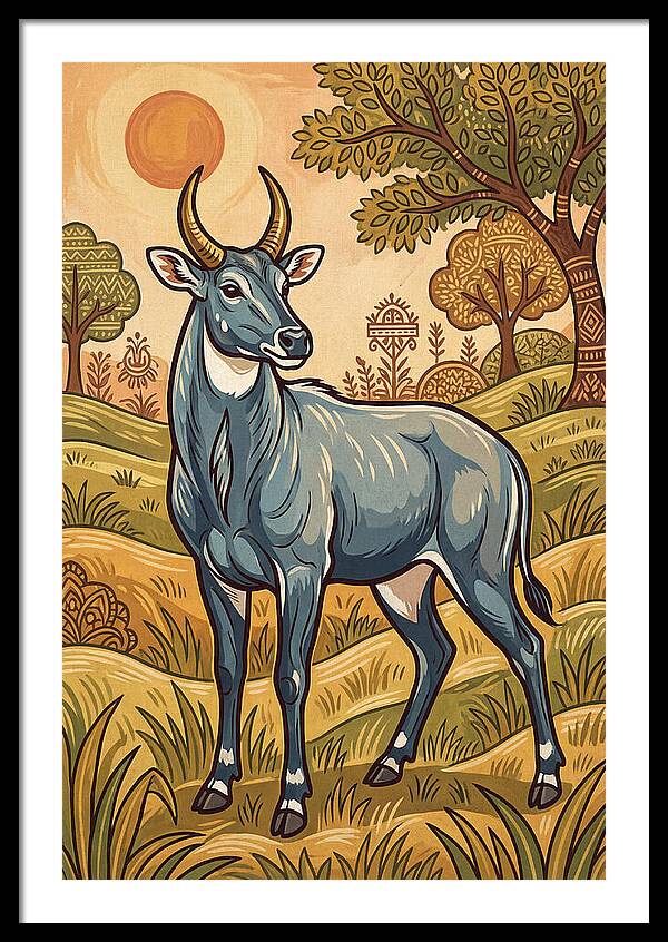 Nilgai In Vibrant Landscape