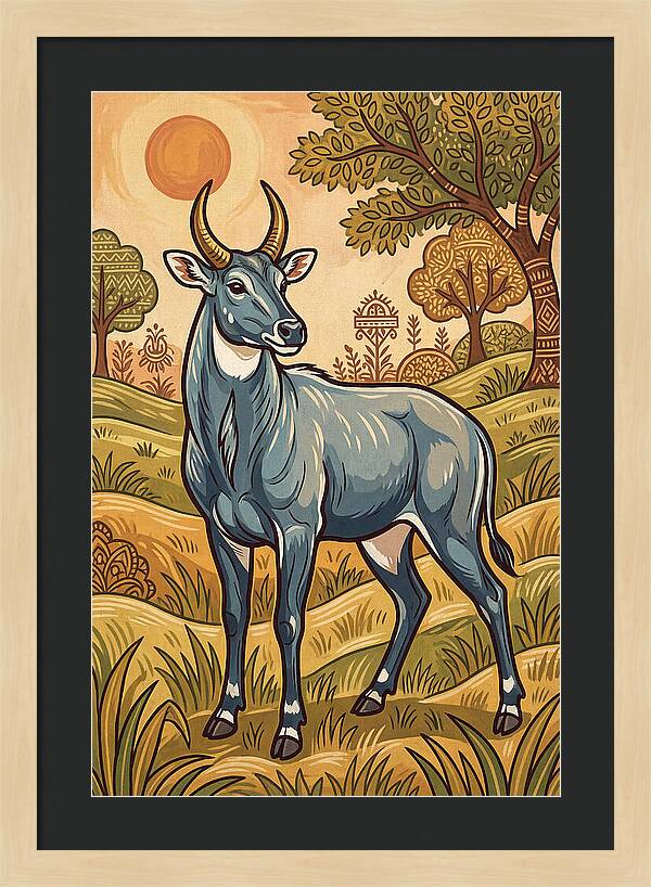 Nilgai In Vibrant Landscape