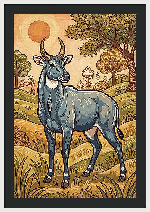 Nilgai In Vibrant Landscape