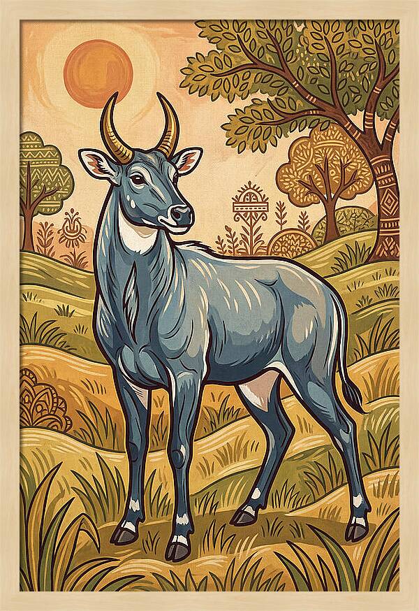 Nilgai In Vibrant Landscape