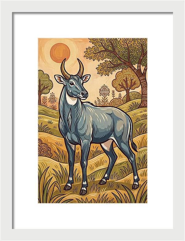 Nilgai In Vibrant Landscape
