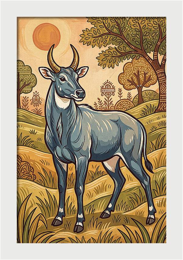 Nilgai In Vibrant Landscape