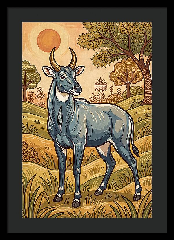 Nilgai In Vibrant Landscape