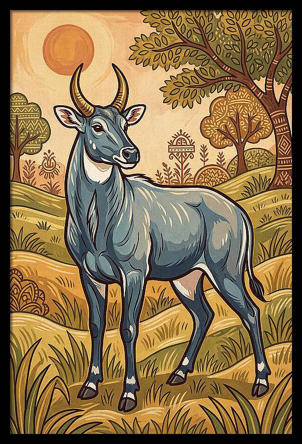 Nilgai In Vibrant Landscape