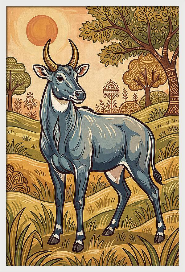 Nilgai In Vibrant Landscape