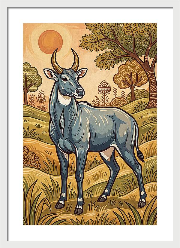 Nilgai In Vibrant Landscape