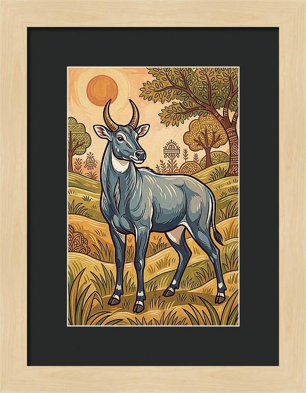 Nilgai In Vibrant Landscape