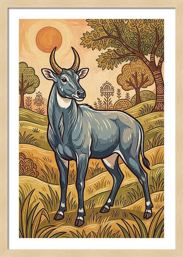 Nilgai In Vibrant Landscape