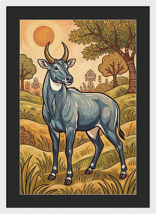 Nilgai In Vibrant Landscape