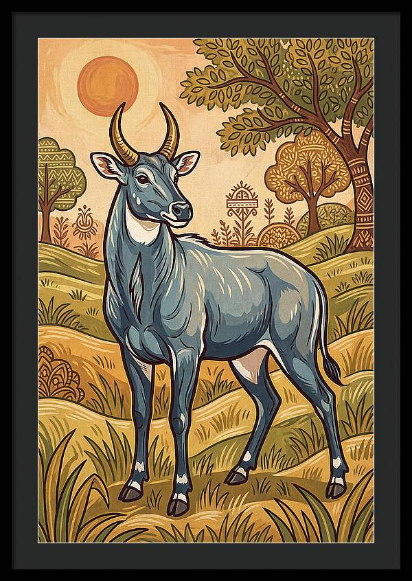 Nilgai In Vibrant Landscape