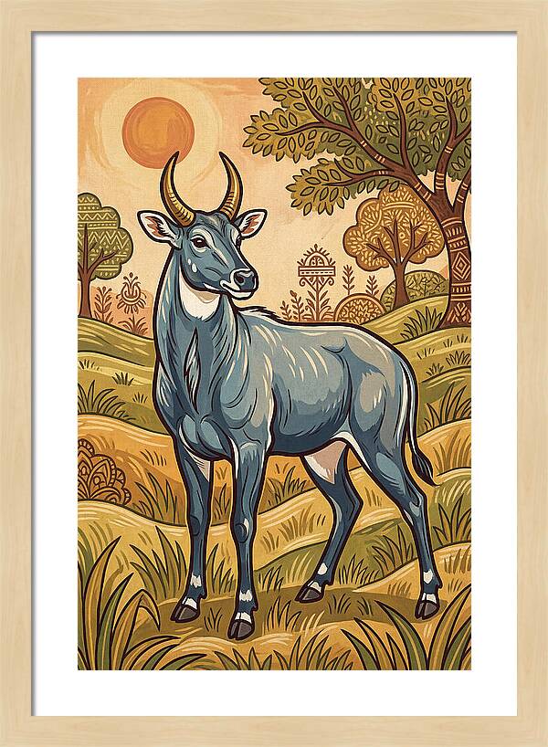 Nilgai In Vibrant Landscape