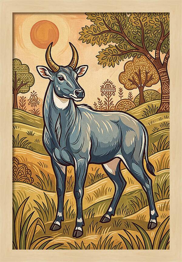 Nilgai In Vibrant Landscape