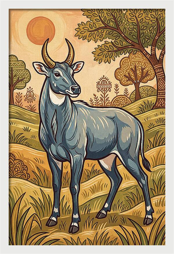 Nilgai In Vibrant Landscape