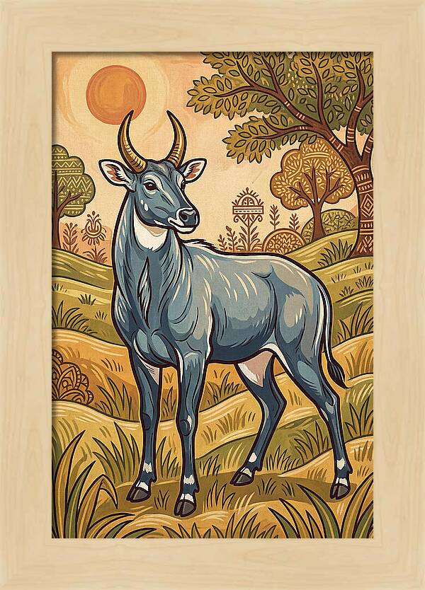 Nilgai In Vibrant Landscape