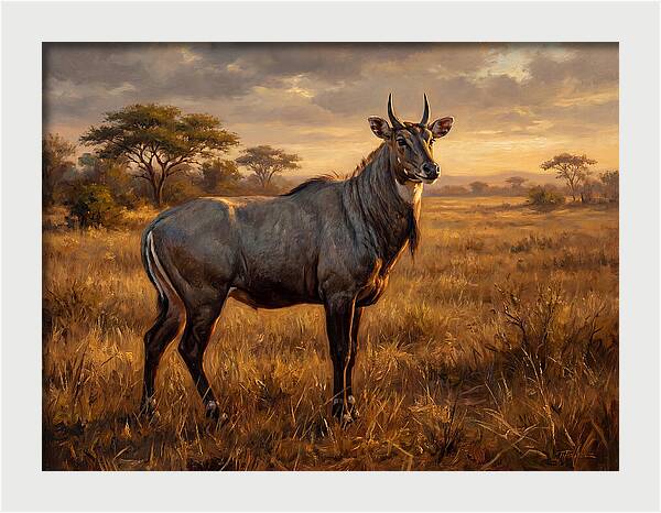 Nilgai Standing Proudly In The Grasslands