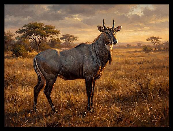 Nilgai Standing Proudly In The Grasslands