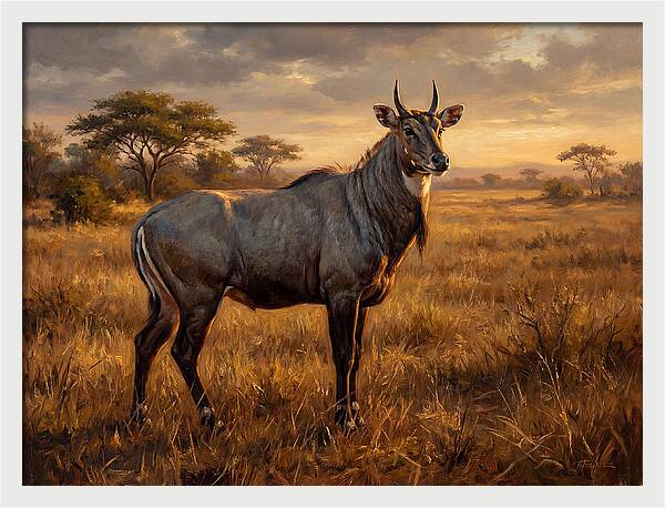 Nilgai Standing Proudly In The Grasslands