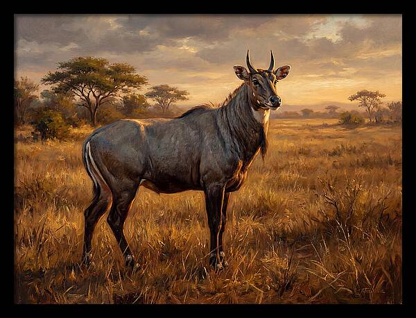 Nilgai Standing Proudly In The Grasslands