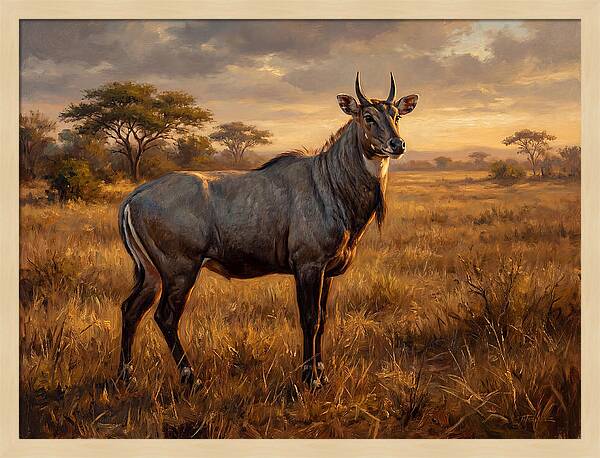 Nilgai Standing Proudly In The Grasslands