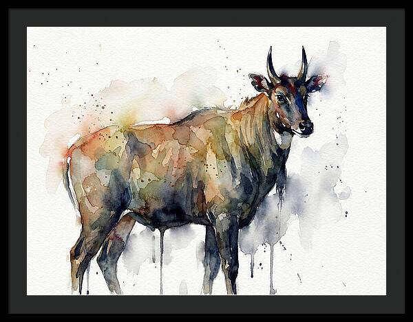 Nilgai Watercolor Portrait