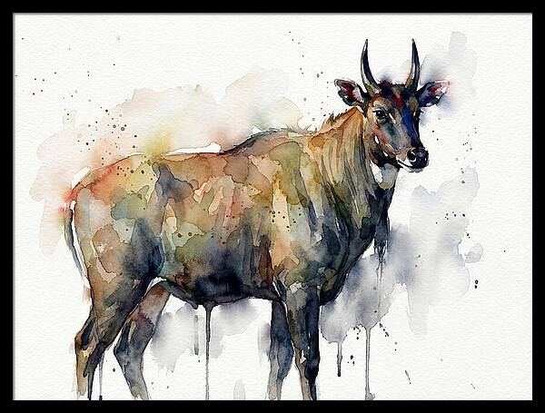 Nilgai Watercolor Portrait