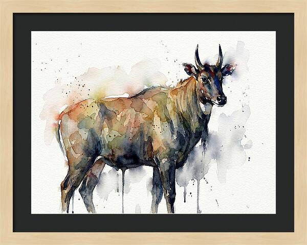 Nilgai Watercolor Portrait