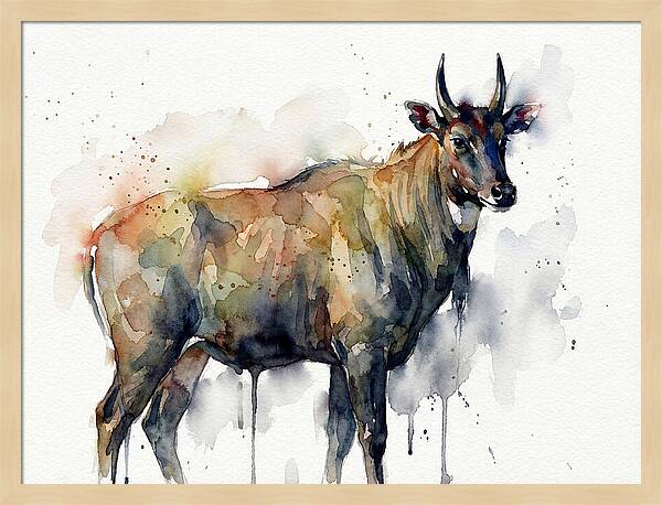 Nilgai Watercolor Portrait