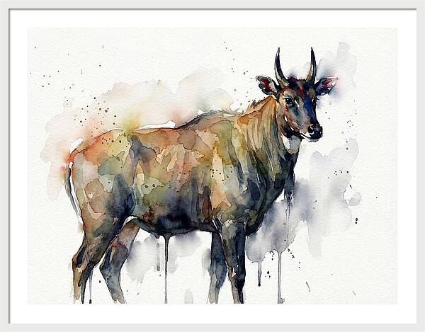 Nilgai Watercolor Portrait