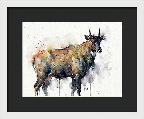 Nilgai Watercolor Portrait