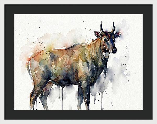 Nilgai Watercolor Portrait