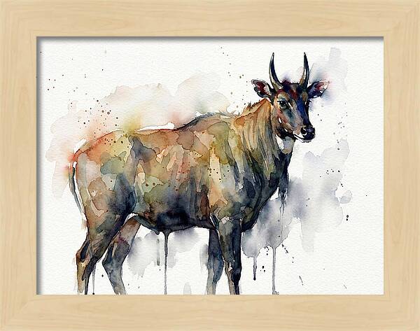 Nilgai Watercolor Portrait