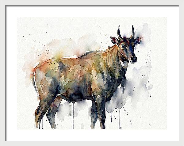 Nilgai Watercolor Portrait