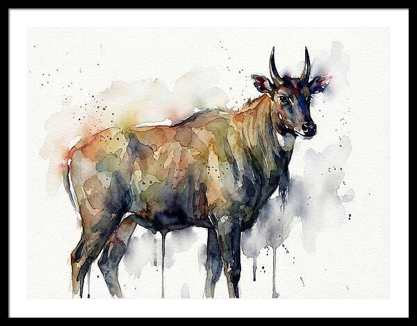 Nilgai Watercolor Portrait