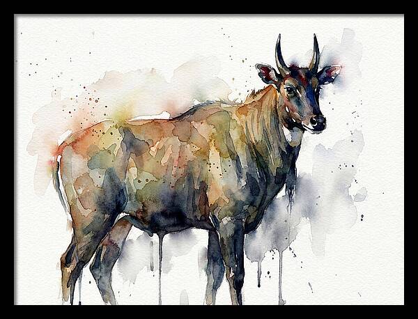 Nilgai Watercolor Portrait
