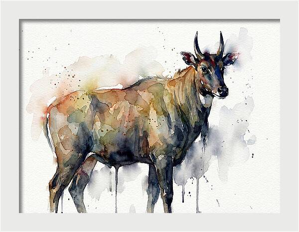 Nilgai Watercolor Portrait