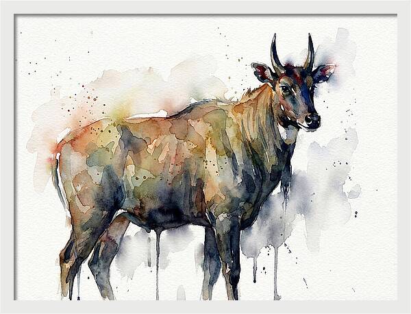 Nilgai Watercolor Portrait