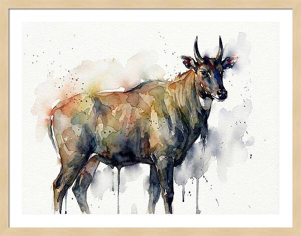 Nilgai Watercolor Portrait