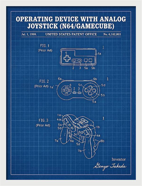 Nintendo N64 Controller Blueprint Patent Us6102803a