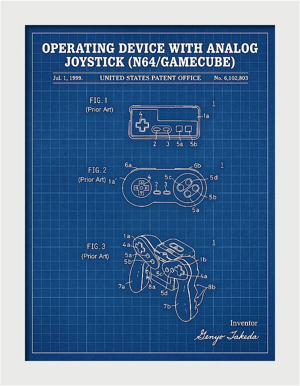 Nintendo N64 Controller Blueprint Patent Us6102803a