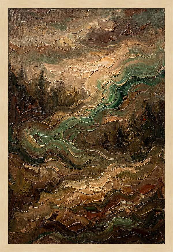 Northern Lights In Emerald Waves