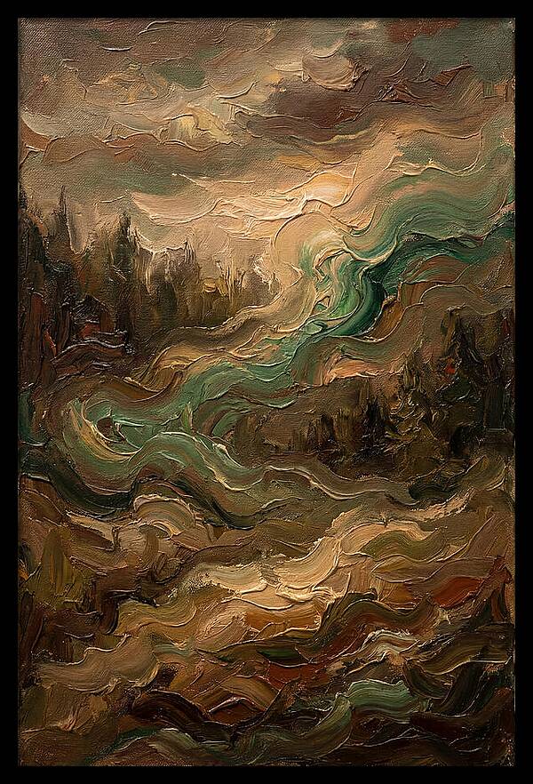 Northern Lights In Emerald Waves