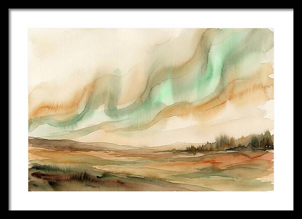 Northern Lights In Emerald Waves