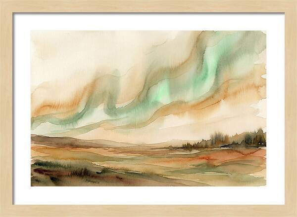 Northern Lights In Emerald Waves