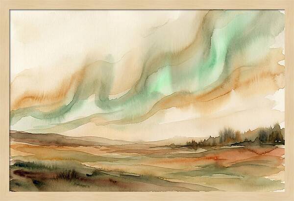 Northern Lights In Emerald Waves