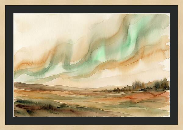 Northern Lights In Emerald Waves